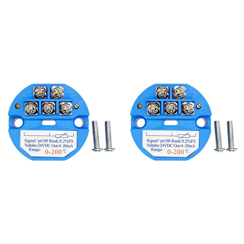 【HOT】2X PT100 0-200 度温度感知トランスミッター 4-20MA 出力ヘッドマウント温度トランスミッター