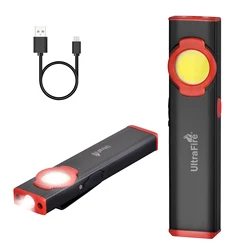 UltraFire UF-385 LED EDC Flashlight USB-C Rechargeable 300LM 2 Modes Portable Torch Light Pocket Keychain Work Light with Magnet