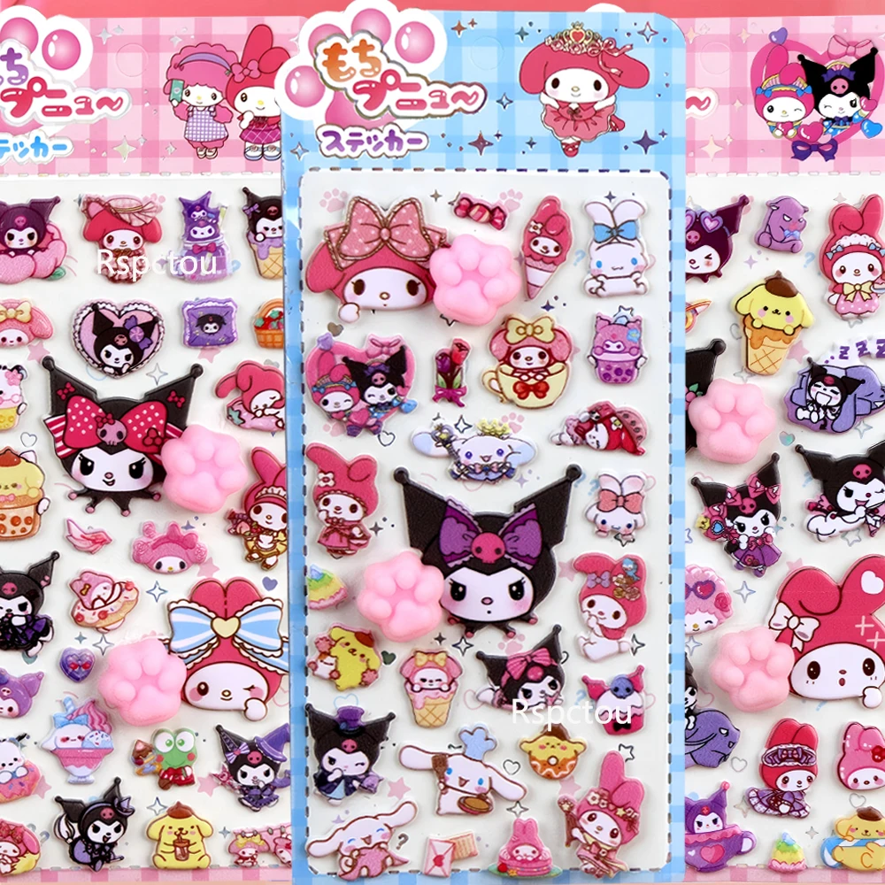 6 قطعة سانريو الإبداعية لينة القط مخلب ملصقات كورومي بلدي ميلودي سعيد قرصة الضغط ملصق DIY بها بنفسك مذكرات الهاتف مكافأة لعبة مائي