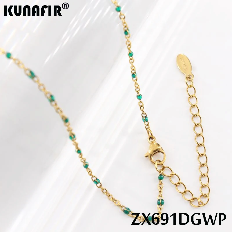 Add tail chain 10pcs-20pcs golden color 1.5mm cross chain with colors resin stainless steel necklace women fashion ZX691DGSWP