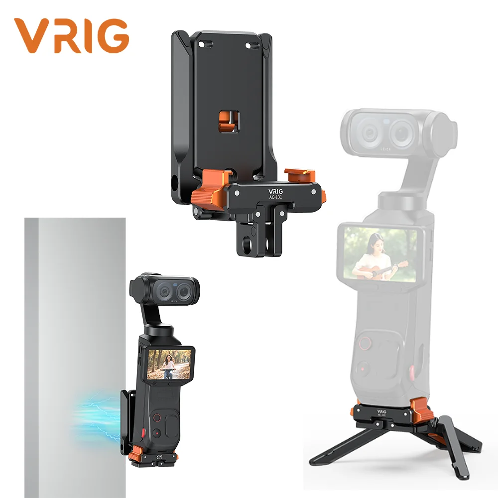 VRIG AC-131 Multifunctional Magnetic Tripod Metal Bionic Mantis Stand for Insta360 Luna Ultra Pro Vlog Desktop Handheld Rig