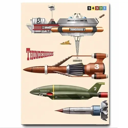 Thunderbirds Todos los vehículos principales Serie Gerry Anderson Impreso en letrero