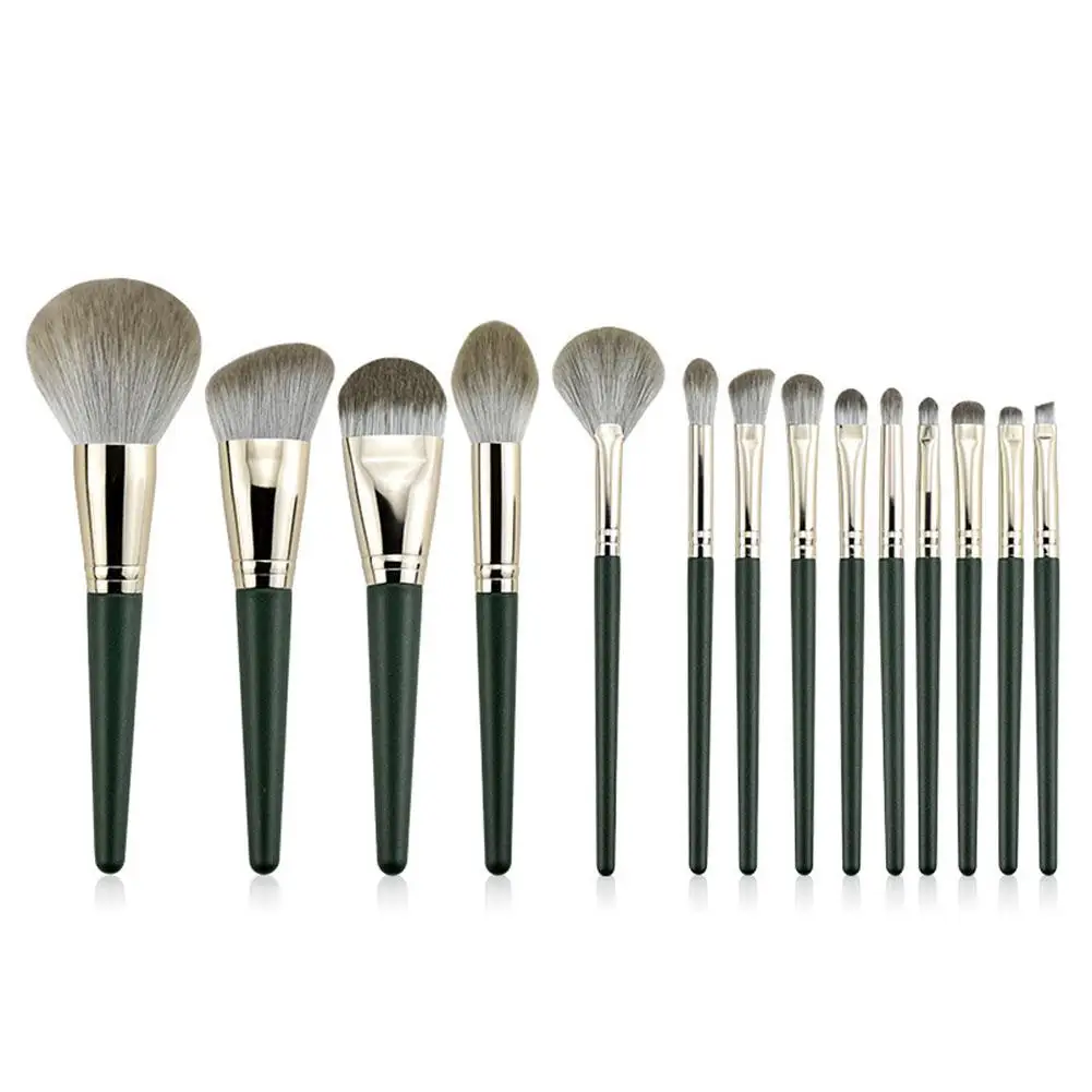 Sintético Maquiagem Brush Set, Cosmético, Fundação, Pó Case, Olho, Blush, Corretivo, Sombra, J9Z8, 14 Pcs