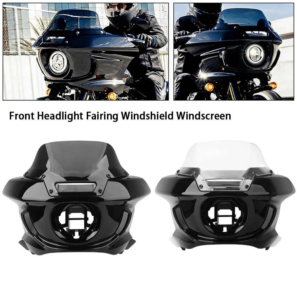 

For Harley Softail Low Rider Street Bob FXLR 2018-2024 Motorcycle Headlight Fairings Windshield Clear Windscreen Wind Deflectors