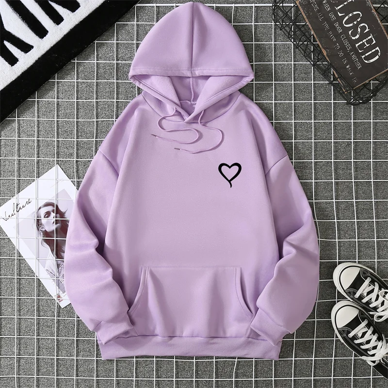 หัวใจเรียบง่ายพิมพ์ผู้หญิงเสื้อกันหนาวสบายๆหลวมVINTAGEหญิงHoodies 2025 ฤดูหนาวWARMขนแกะเสื้อนักเรียนCYXX325
