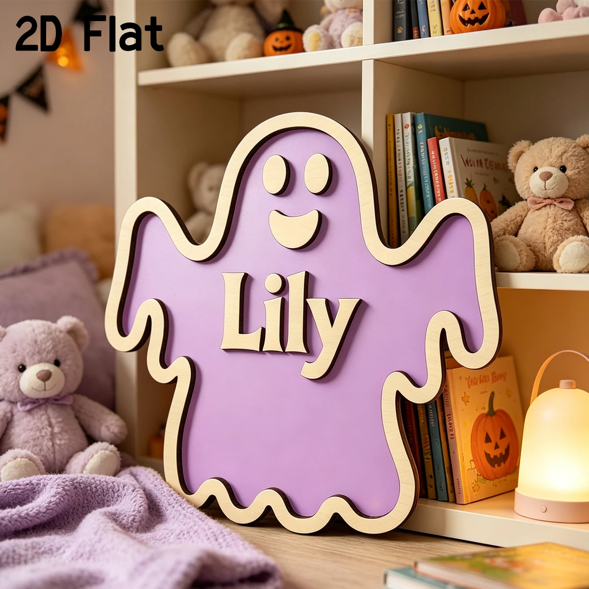 Personalized Ghost Wooden Name Plaque,Halloween Wall Decor,Spooky Ghost Door Hanger,Nursery Kids Bedroom Wall,Gift for Children