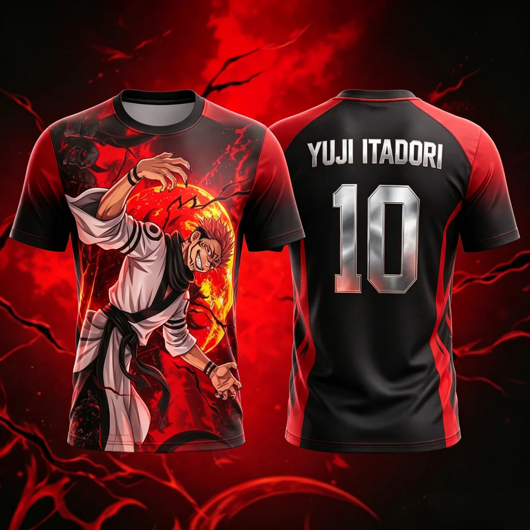 2026 Hot Sale Jujutsu Kaisen Sukuna 10 Jersey T-shirt Men Anime Sportswear Quick Dry Tee High-quality Trendy Sports Clothing Top