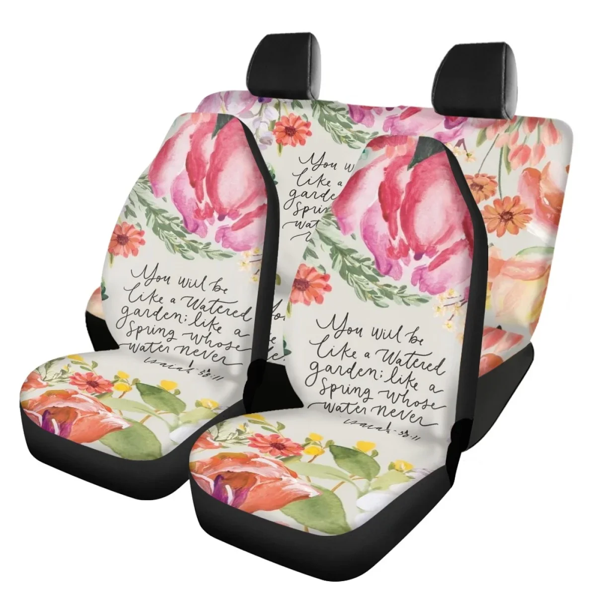 Poetry Bible 3D Pattern Car Interior Seats Protector Universal Auto Seat Covers Car Full Set Protector Interior Accessories