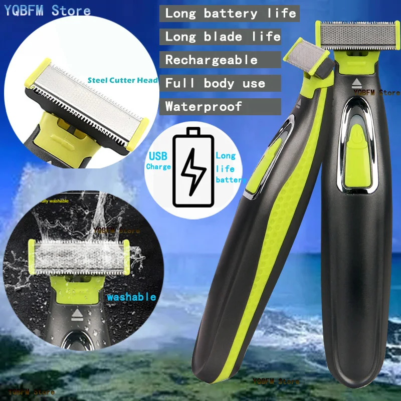 Electric Body Shaver for Men & Women USB T-shaped Blade Trimmer for Armpit Leg Chest Belly Bikini Balls Hair Removal Epilator