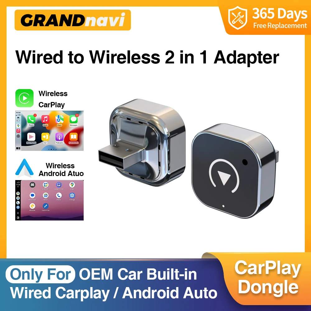 Mini Dongle Wired to Wireless CarPlay & Android auto Box Plug and Play For OEM Car Built-in wired CarPlay or Android auto 