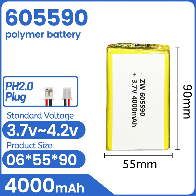 

3.7V4000mAh polymer lithium battery 605590 mobile wifi transmitter M2T power supply tablet