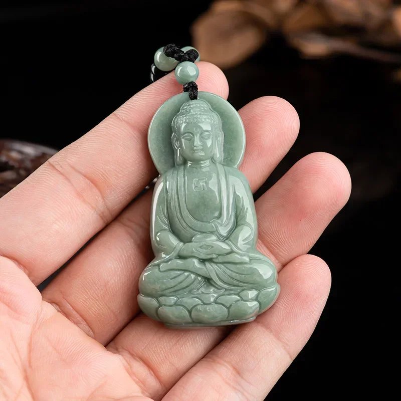 Green Myanmar Jadeite Buddha Pendant Original Fashion Talisman Master Designed Necklace Charm Gemstone Handcrafted Jewelry Gift