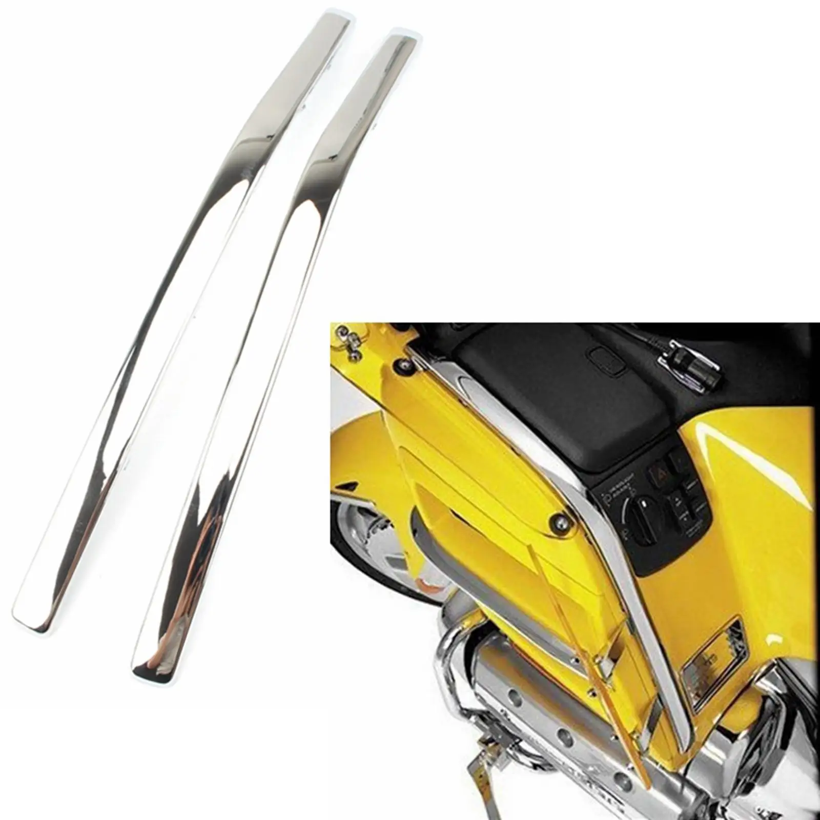 2x Motorbikes Fairing Bow Shaped Chrome Strake Fit for 0 2001-2011 Decoration Parts, Easy to Install