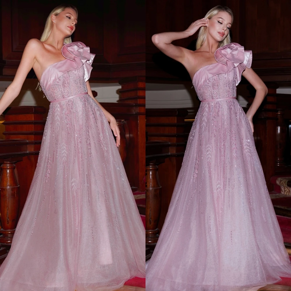 

Customized Graceful One Shoulder Evening Dress and Exquisite Organza Special Occasion Gowns and Delicate Beading Party Dresses