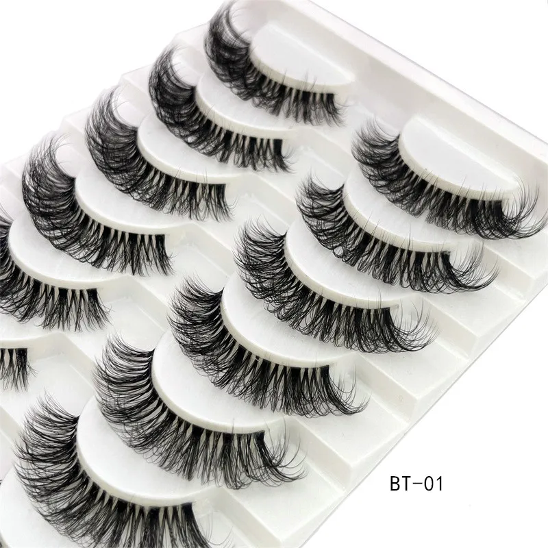 Invisible band Lashes 10 Pairs 3D Faux Mink Lashes Natural short Transparent Terrier Lashes Clear Band Soft Eyelashes Extension