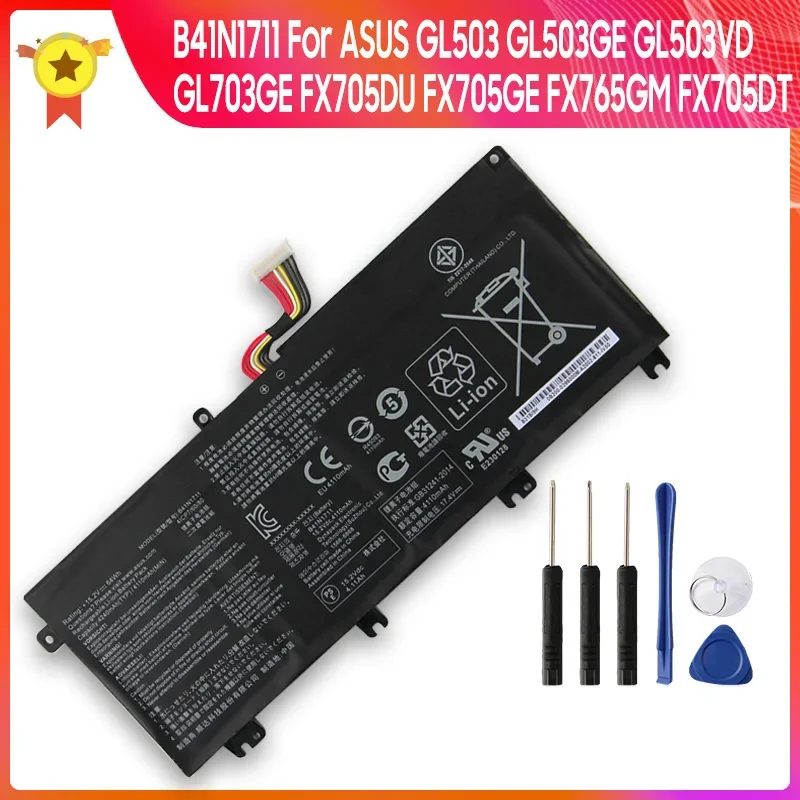 Replacement Battery B41N1711 For ASUS GL503 GL503GE GL503VD GL703GE GL703VM FX705DT FX705DU FX705GD FX705GE FX765GM With Tool