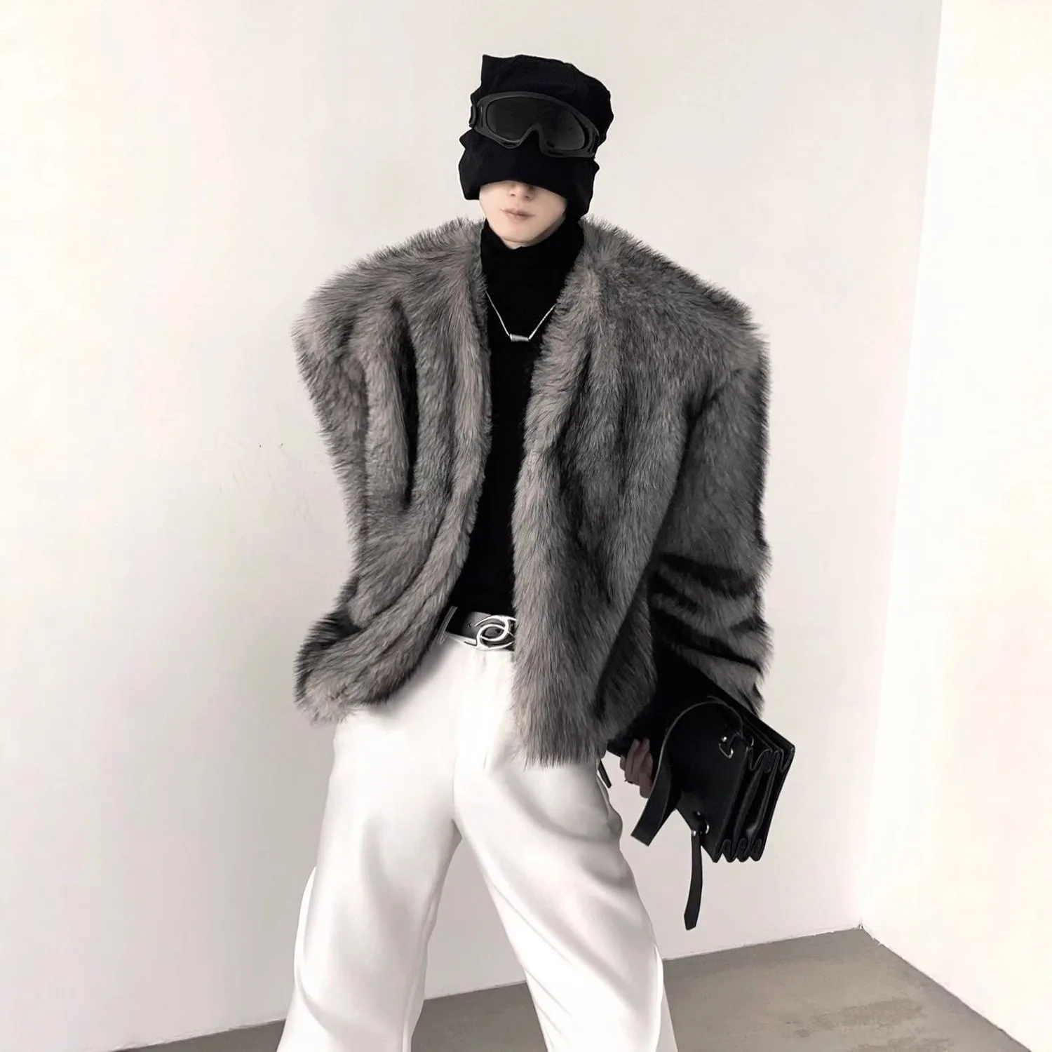 

2025 Trendy Winter Autumn Winter Thick Fox Imitation Leather Men's Coat New Style Fur Fashion Warm Coat