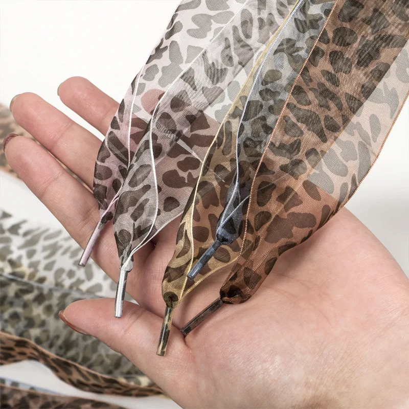 Leopard Printing Satin Shoelace Men Women Shoelaces Personality Sport Casual Basketball Leather Canvas Shoes Laces