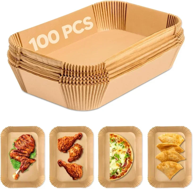 

Rectangle Disposable Airfryer Baking Paper Liner Waterproof Oilproof Non-Stick Baking Mat for Ninja Foodi Air Fryer Accessories