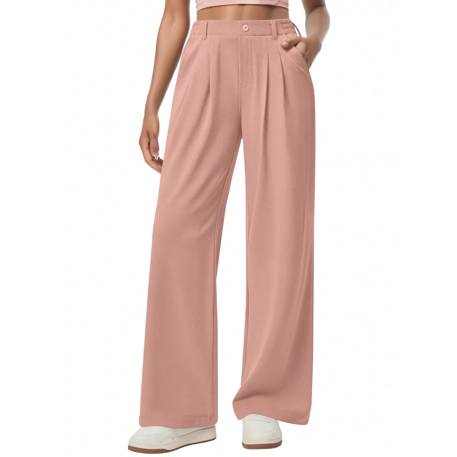 

Women's Stylish High-waisted Button-down Casual Wide-leg Pants Pants for Women Women’s Pants Women’s Pants with Pockets Women’s