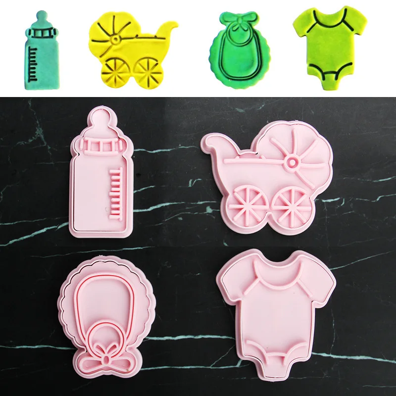 4Pc/set Cookie Cutter Baby Bottle Clothing Shape Mold Pastry for Baking Biscuits Cookie Type Cake Decor Cookie Cutters