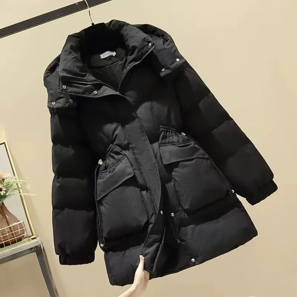 Cotton Jacket Zip-up Lady Parka Padded Women's Quilted Coat Warm Winter on Sale Fashion 2024 Lined Outdoor Clothes Loose Casual