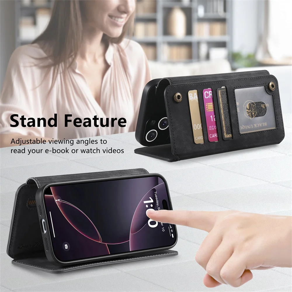 المغناطيسي محفظة قلابة فتحة للبطاقات جراب هاتف آيفون 17 الهواء 16E 16 15 زائد 14 13 12 11 البسيطة برو ماكس حلقة حامل أغطية جلد