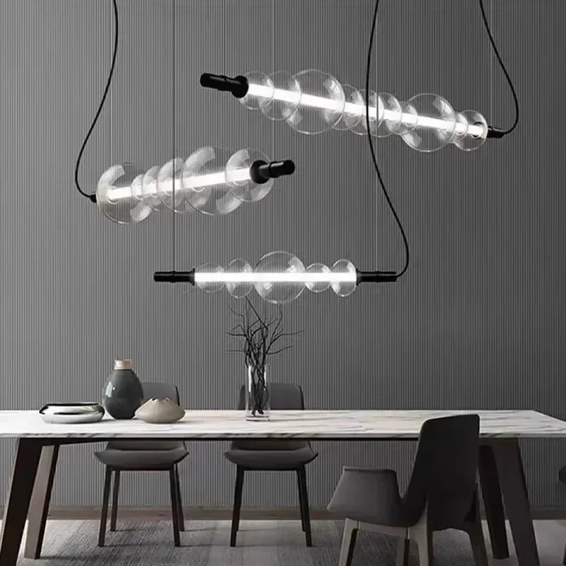 Modern Home Decor Salon Pendant Lamp Lustre Minimalist Glass Led Lights for Living Room Dining Bedroom Nordic Hanging Chandelier