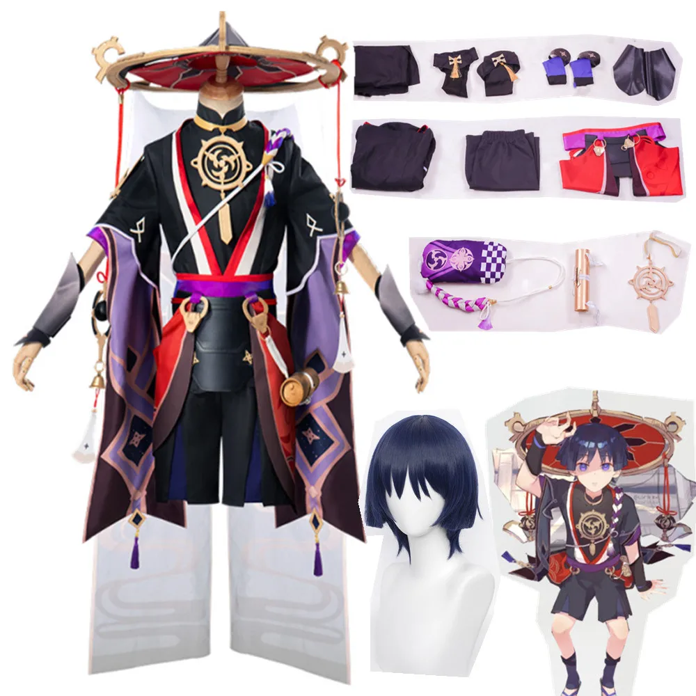 Genshin Impact Scaramouche Kunikuzushi Cosplay Costume Anime Game Genshin Cosplay Uniform Wig Halloween Cosplay Outfit Sui