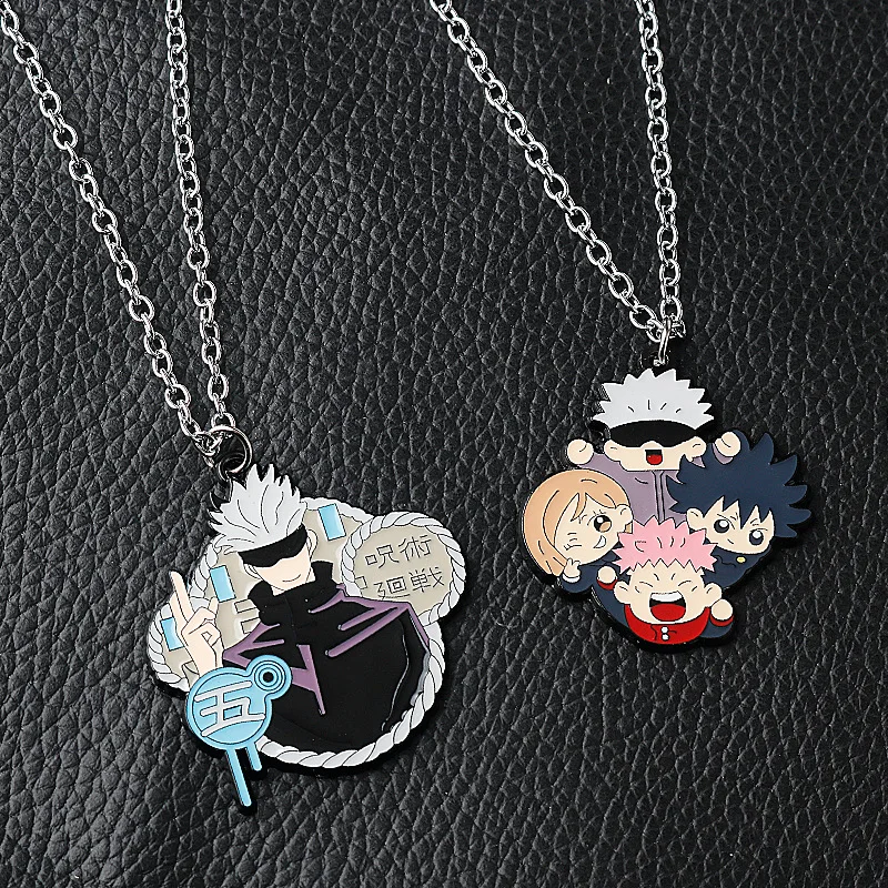 Anime Keychains Satoru Gojo Fushiguro Megumi Itadori Yuji Kugisaki Nobara Metal Necklaces Cosplay Pendants Accessories Figure