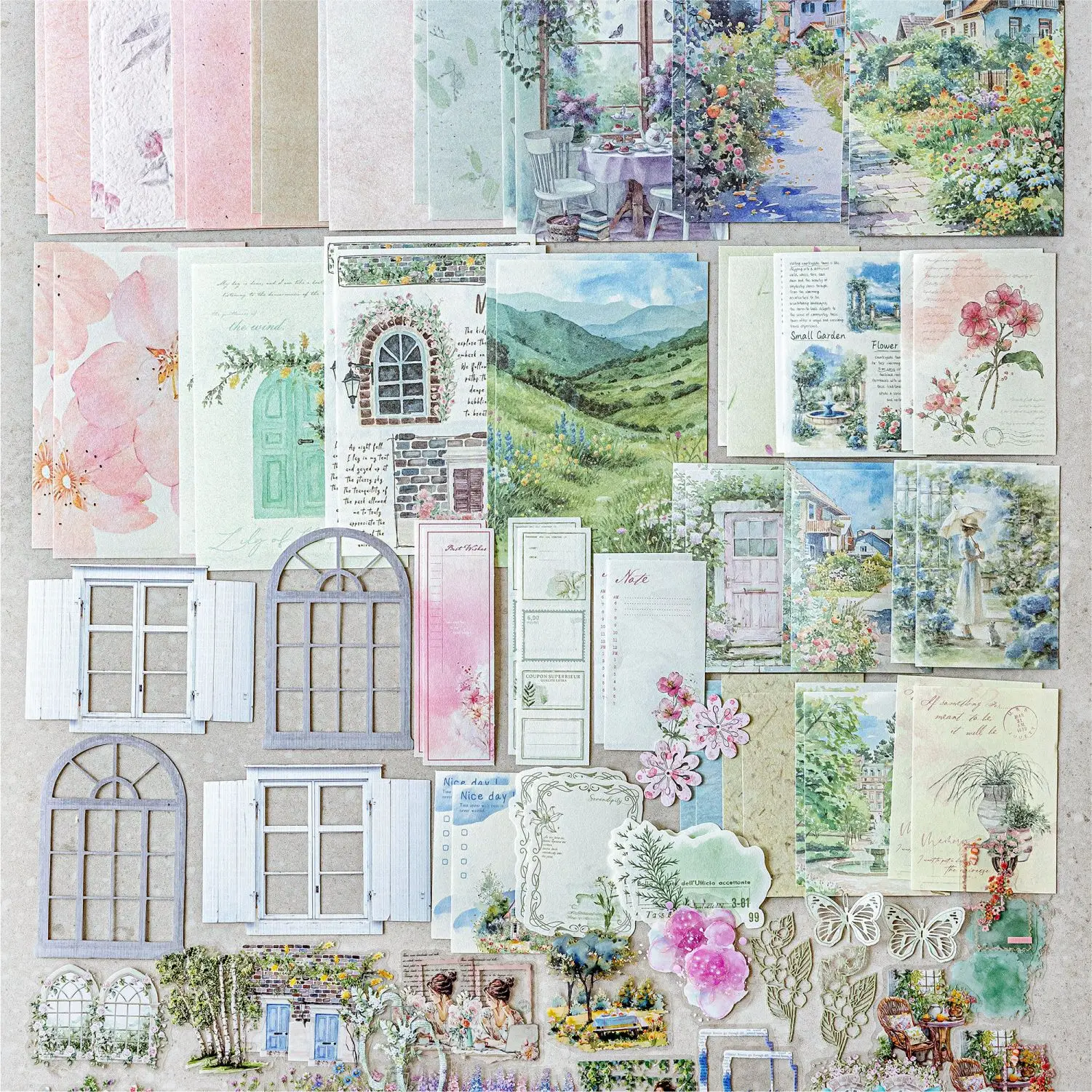 100pcs/lot Memo Pads Material Paper Watercolor Life Illustrated Guide Junk Journal Scrapbooking Cards Retro Background