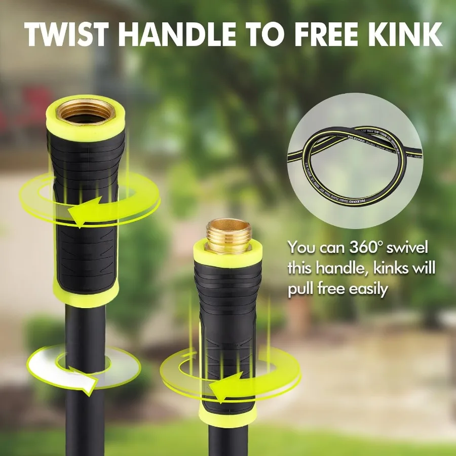 Садовый шланг 100 футов для тяжелых условий эксплуатации Премиум 5 8 дюймов, резиновый 3-слойный водяной шланг, инновационный гибридный легкий водяной шланг с полным размером