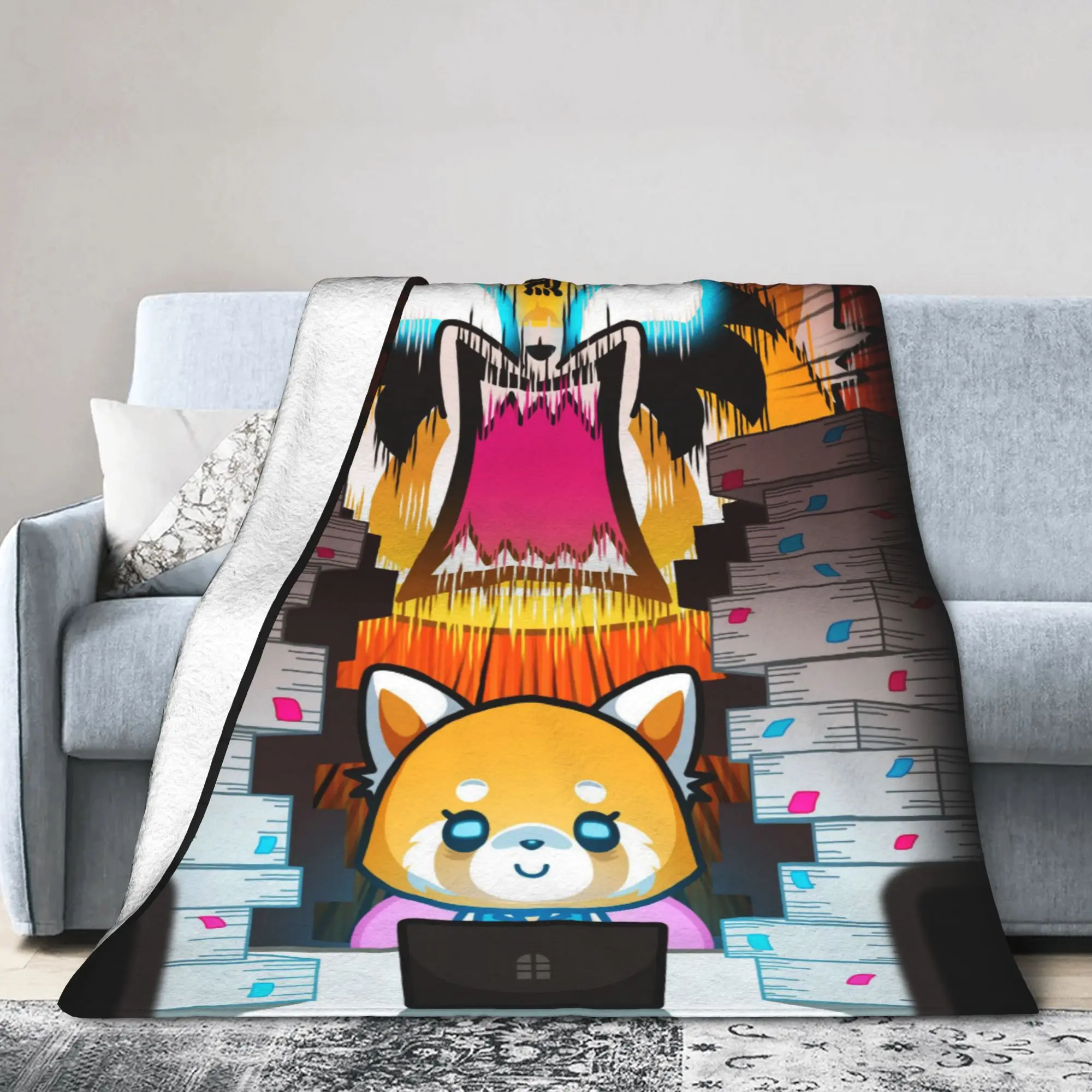Aggressive Retsuko Blanket Aggretsuko Karaoke Rage Mood Fuzzy Funny Soft Throw Blankets for Bedspread Spring Autumn