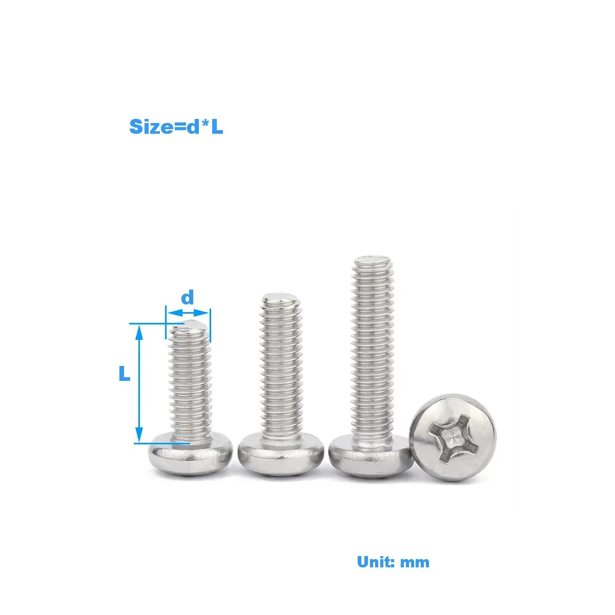 

304 Stainless Steel Cross Pan Head Screw / Round Head Small Bolt M1.6M2M2.5