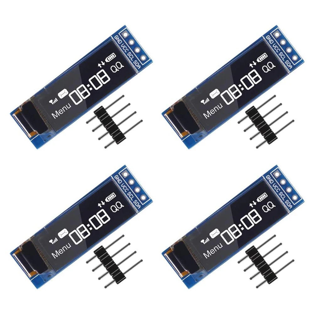 4pcs I2C OLED Display Module 0.91 Inch I2C SSD1306 OLED Display Module White I2C OLED Screen Driver DC 3.3V~5V for Arduino