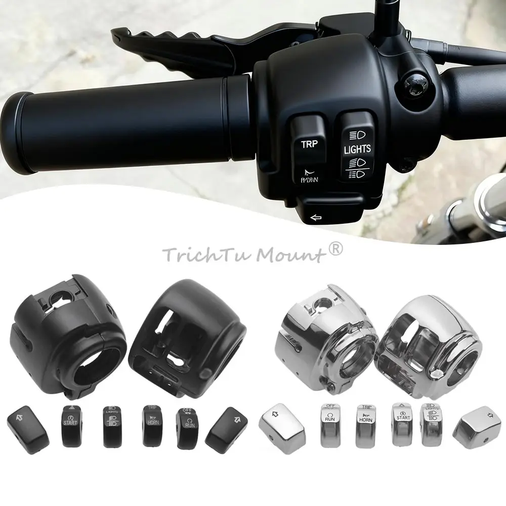 

Handlebar Control Switch Housings Cover Button Caps Kit Fit For Harley Sportster Dyna Street Bob Softail Fat Bob 2011-2022