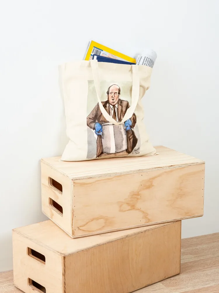 رسم المكتب لـ Kevin Malone Spilling وصفة الفلفل الحار الشهيرة مشهد مضحك برنامج تلفزيوني Fanartin Meme حقيبة حمل بالألوان المائية