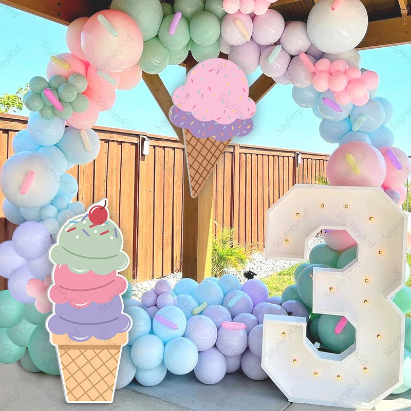 24/36Inch Ice Cream Kt Board Macaron Summer Kids Birthday Baby Shower Party Backdrop Photo Props Cardboard Cutout Decoration