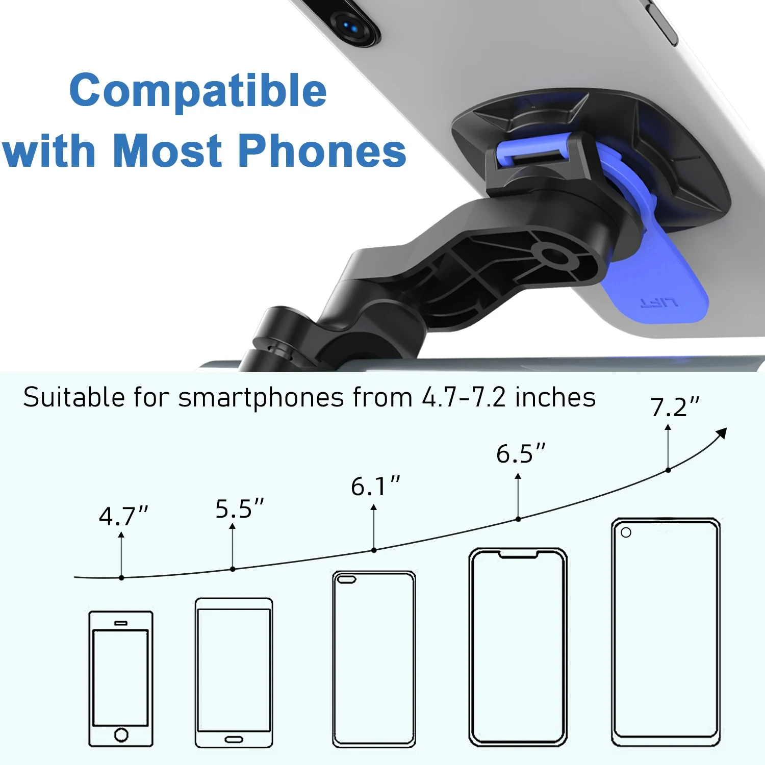 Bike Phone Holder, Motorcycle Mount - Motorcycle Phone Holder, Handlebar Cell Phone Clamp, E-Bike Scooter Phone Clip image 3