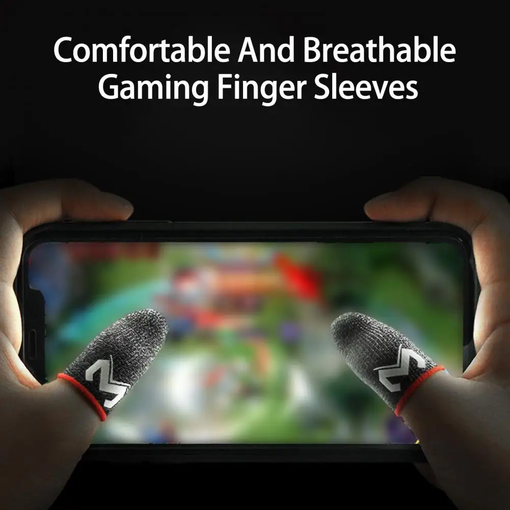 Guantes de fibra de 2 piezas para teléfono móvil, protectores de dedos negros para Gaming, componentes de juego de alta sensibilidad