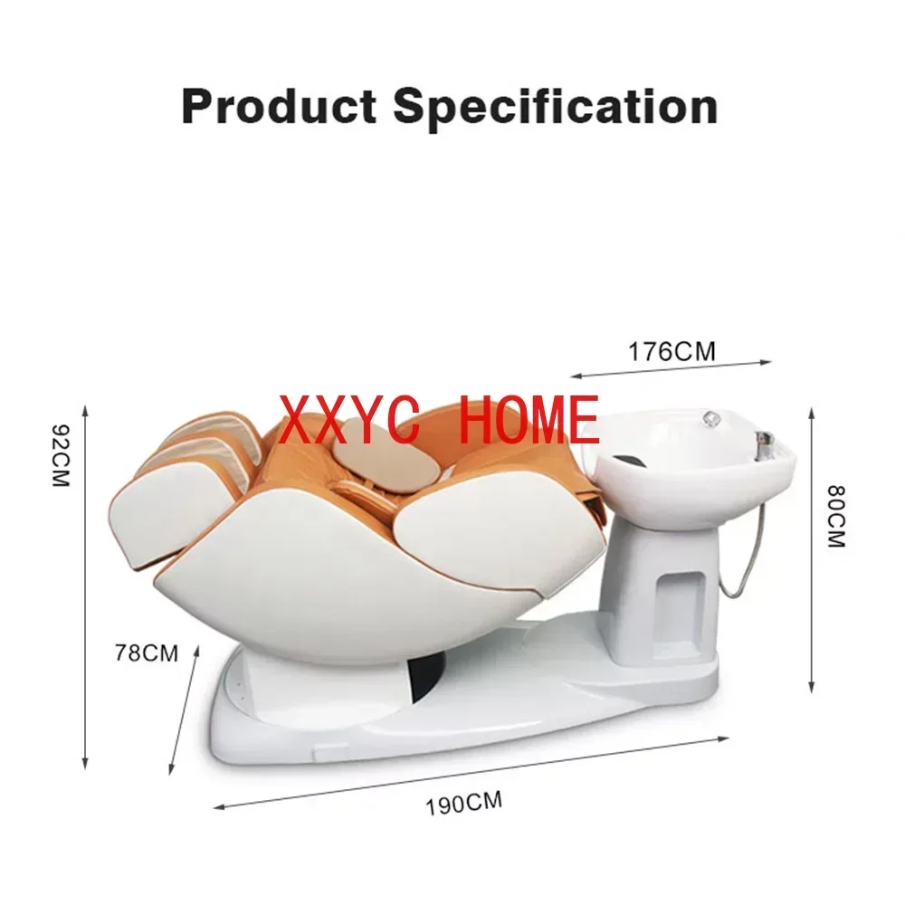 Professional Modern Luxury Beauty HairFurniture Backwash Bed Electric Full Body Shiatsu Massage Shampoo Chair with Bowl