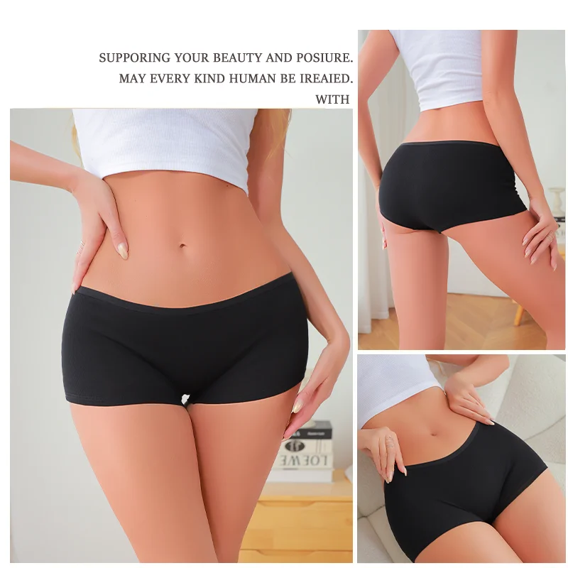 Women\'s Seamless Panties Sports Boxers Underwear Female Solid Color Briefs Girl Cozy Lingerie Intimate Underpants Soft S-XL