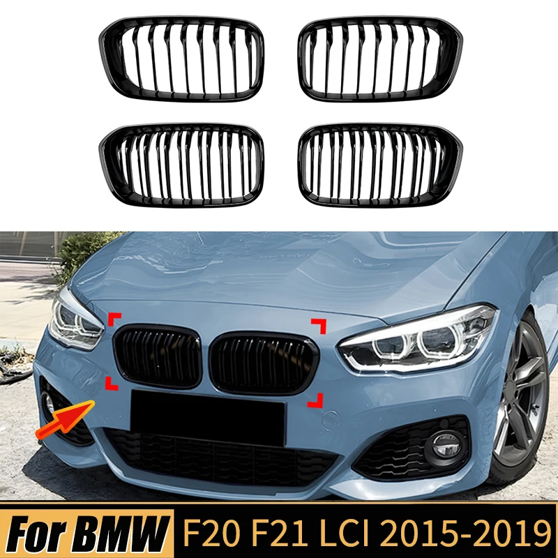 

Racing Grills for BMW 1 Series F20 F21 LCI 2015-2019 Car Front Bumper Hood Grille Splitter Spoiler Air Vent Cover Decoration
