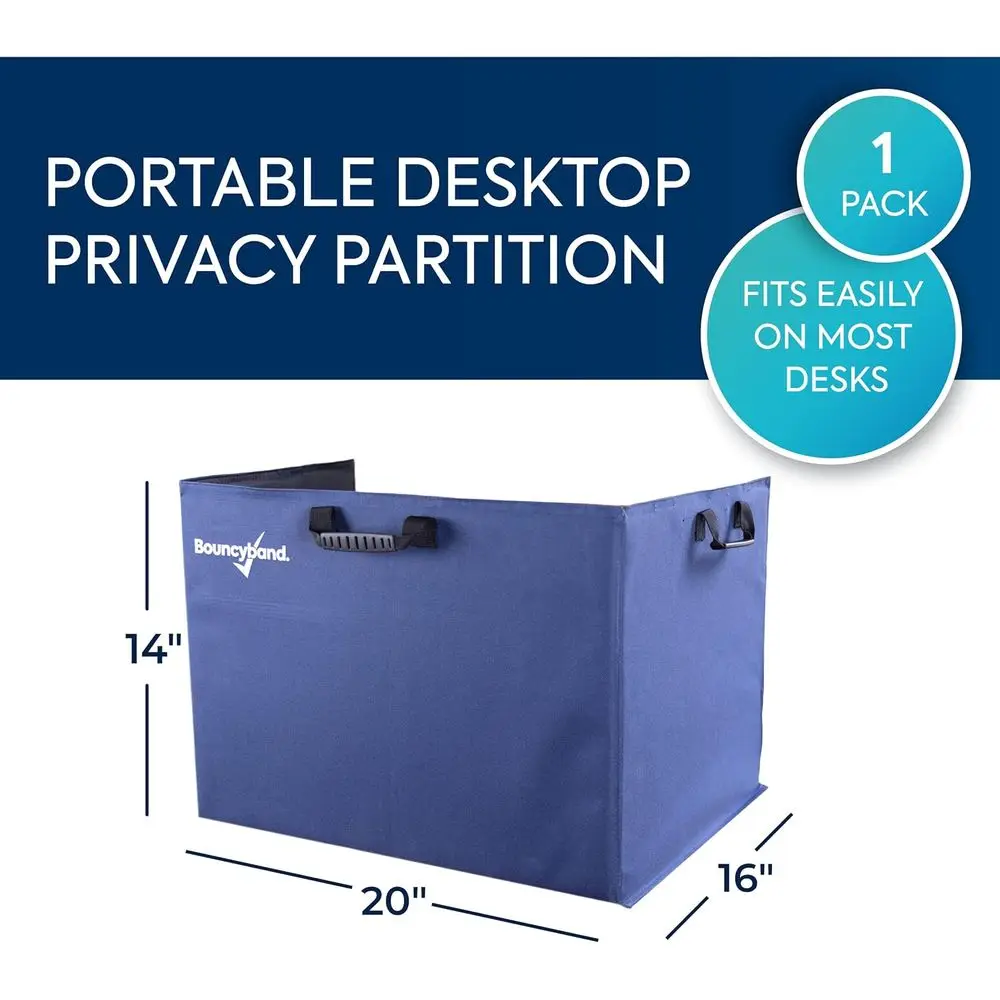 قسم مكتب الخصوصية المحمول من BouncyBand - لوحة مركزية مقاس 20 بوصة × 14 بوصة، لوحات جانبية مقاس 16 بوصة × 14 بوصة - لوحة خصوصية مكتبية تخلق هادئة