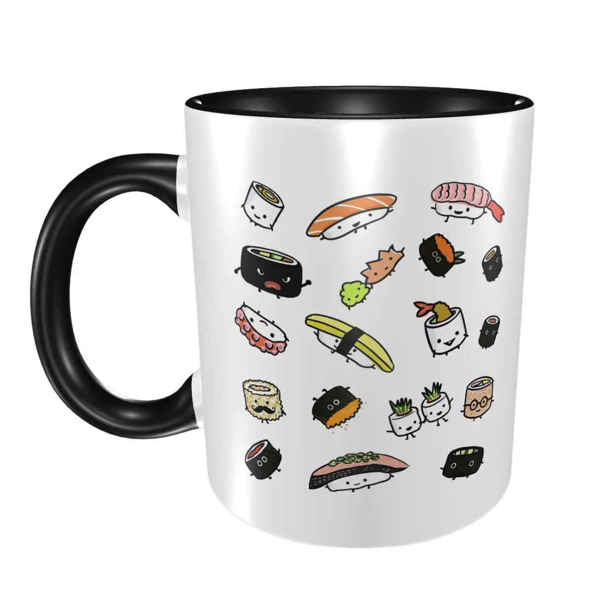 

Cute Sushi Characters Pattern Mug Funny Ceramic Coffee Cups Tea Mugs Milk Cup Drinkware Gift for Woman Man
