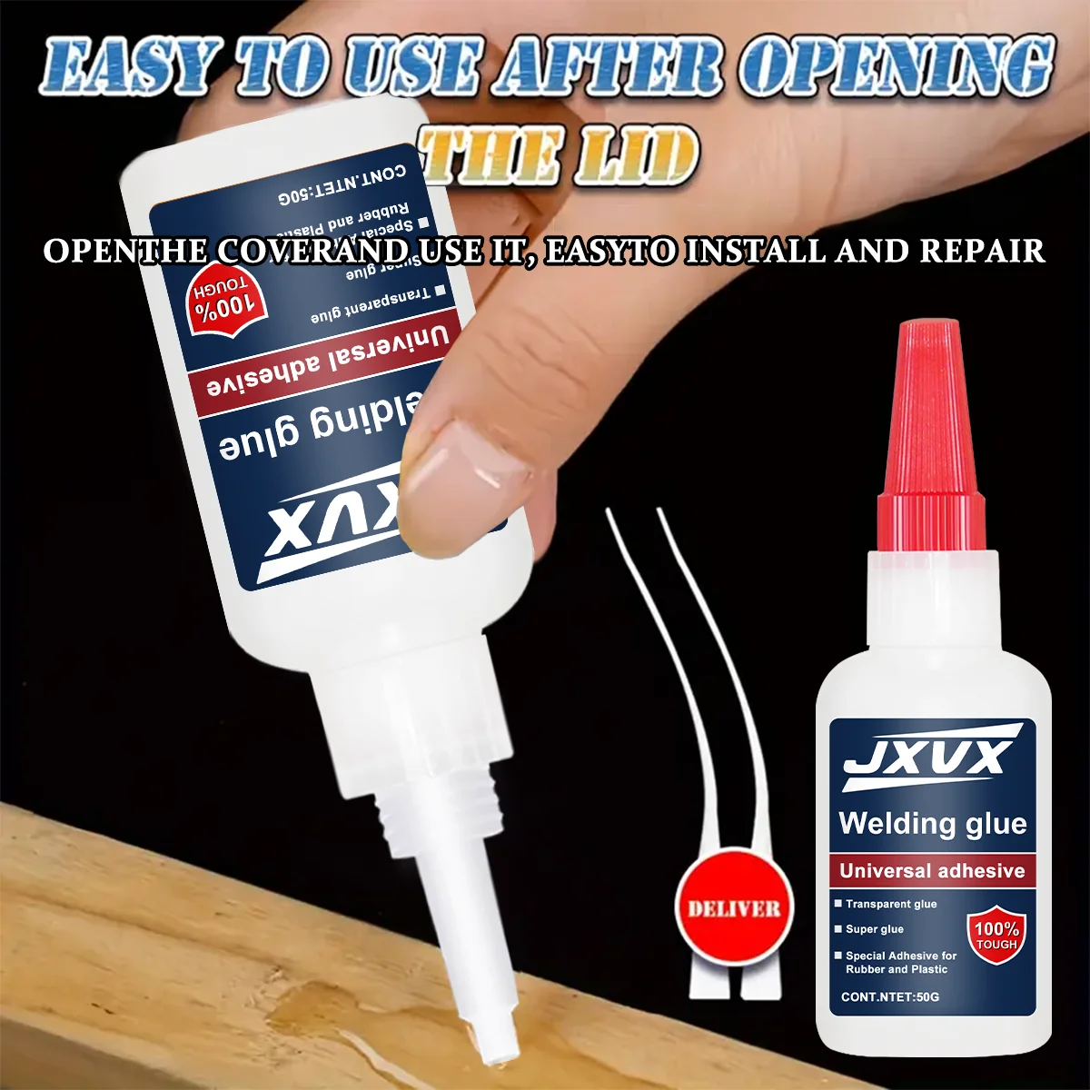 JXVX  Extra Strong Oily SuperGlue for Plastic Welding Wood Metal Glass Ceramic Jewelry Repair Glue Tools 20g/50g view 2