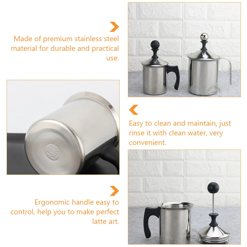 

Double Layer Filter Manual Milk Frother Cup Stainless Steel For Coffee Latte Art Cappuccino Hand Pump Creamer Kitchen Bar