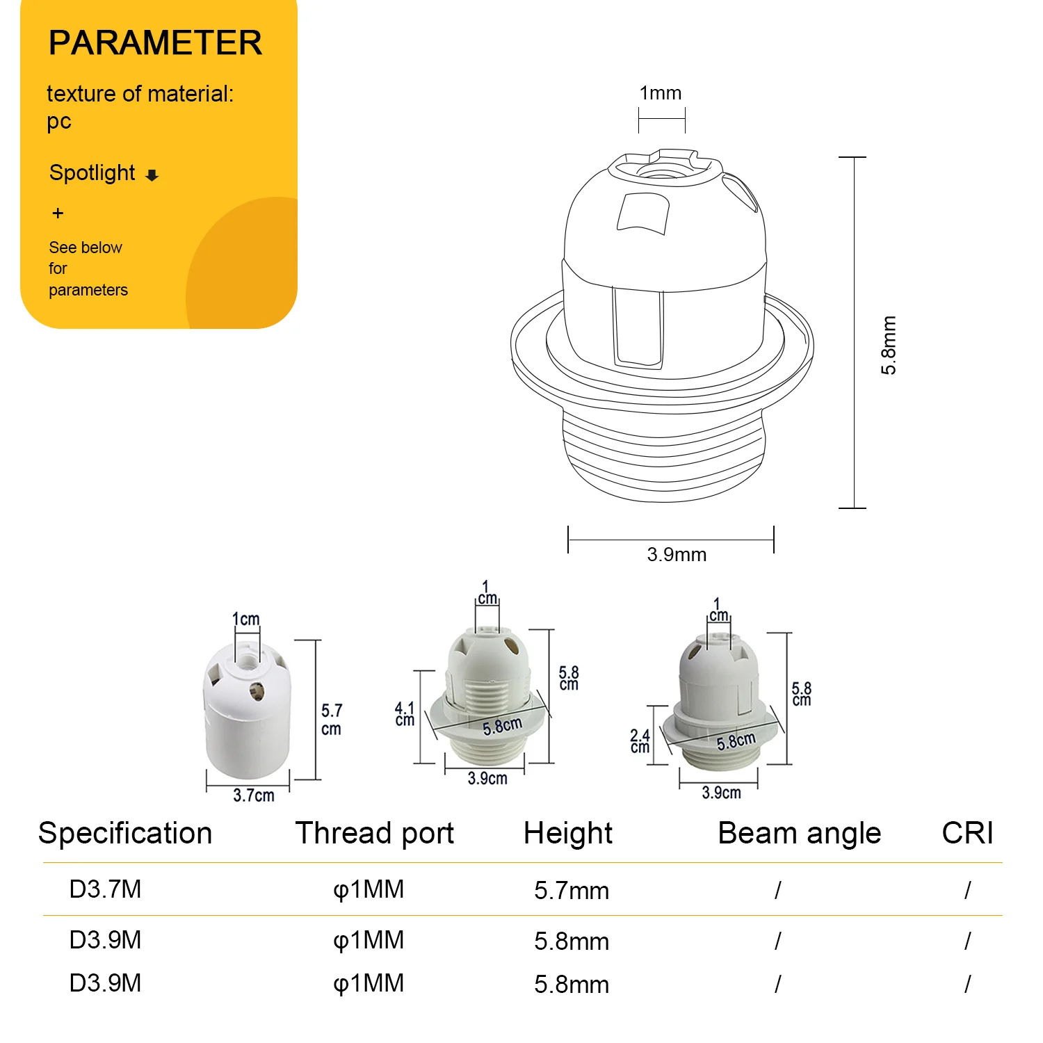 Portalámparas de plástico LED E27, soporte de enchufe de bombilla, Base E27, accesorios de lámpara, portalámparas CQC CE