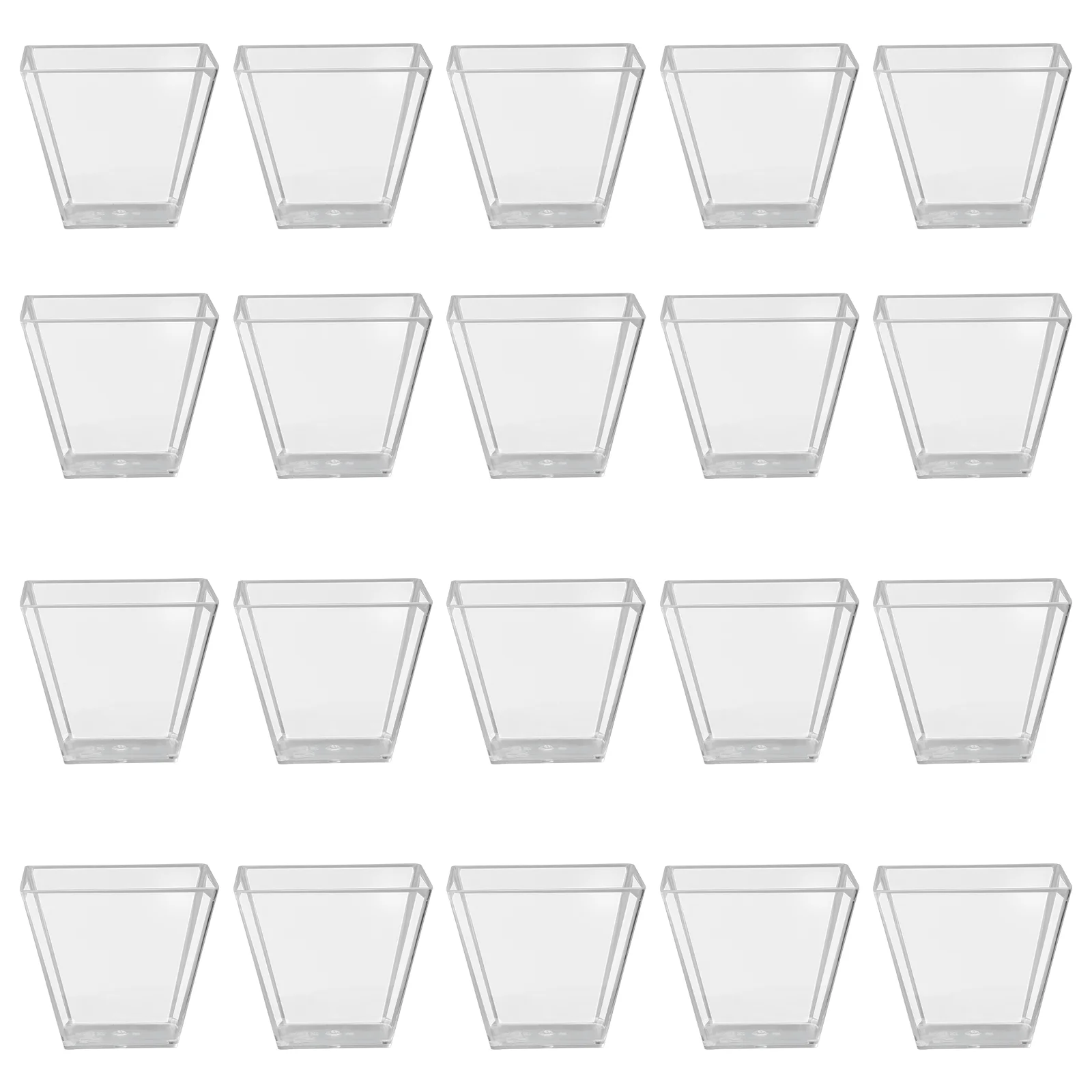 

100PCS 60ML Transparent Dessert Cups Hard Plastic Trapezoid Square Dessert Cup Food Grade Plastic Portion Cups Disposable Desser