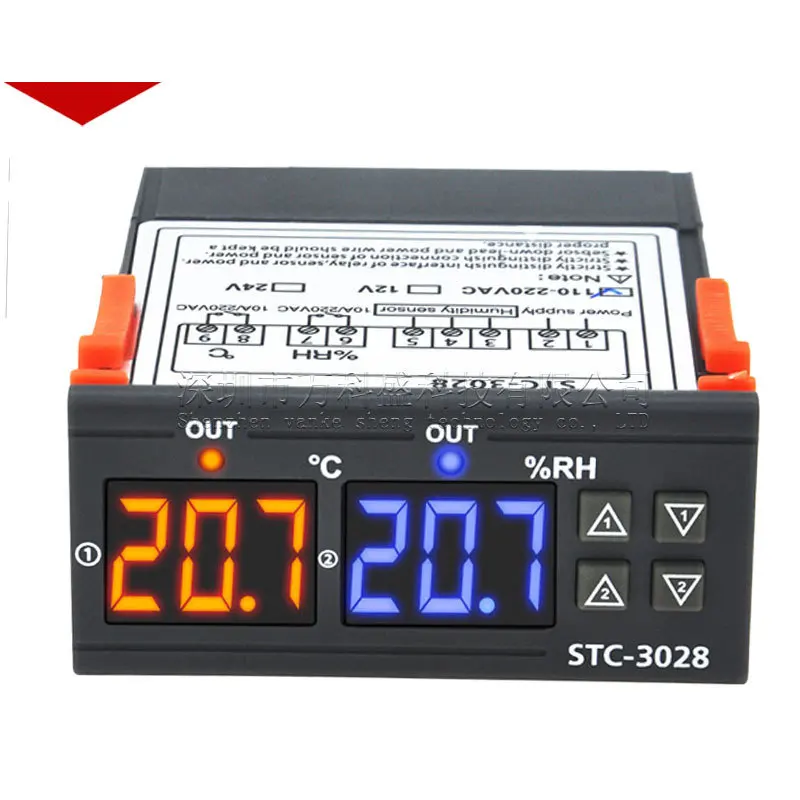 10pcs Stc-3028 Intelligent Digital Display Temperature Humidity Controller Breeding Incubation Temperature and Humidity Meter